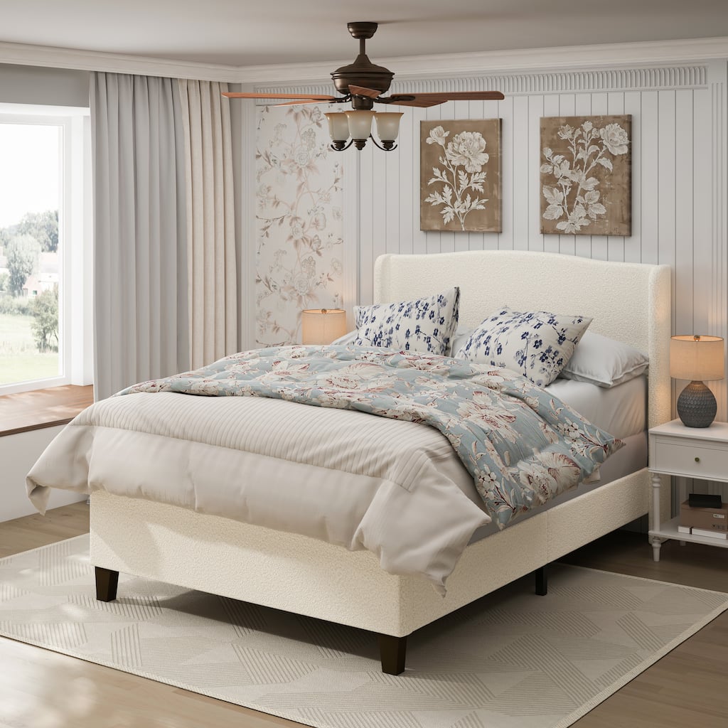 Queen Size Bed Frame with 49.21"High Back Upholstered Headboard