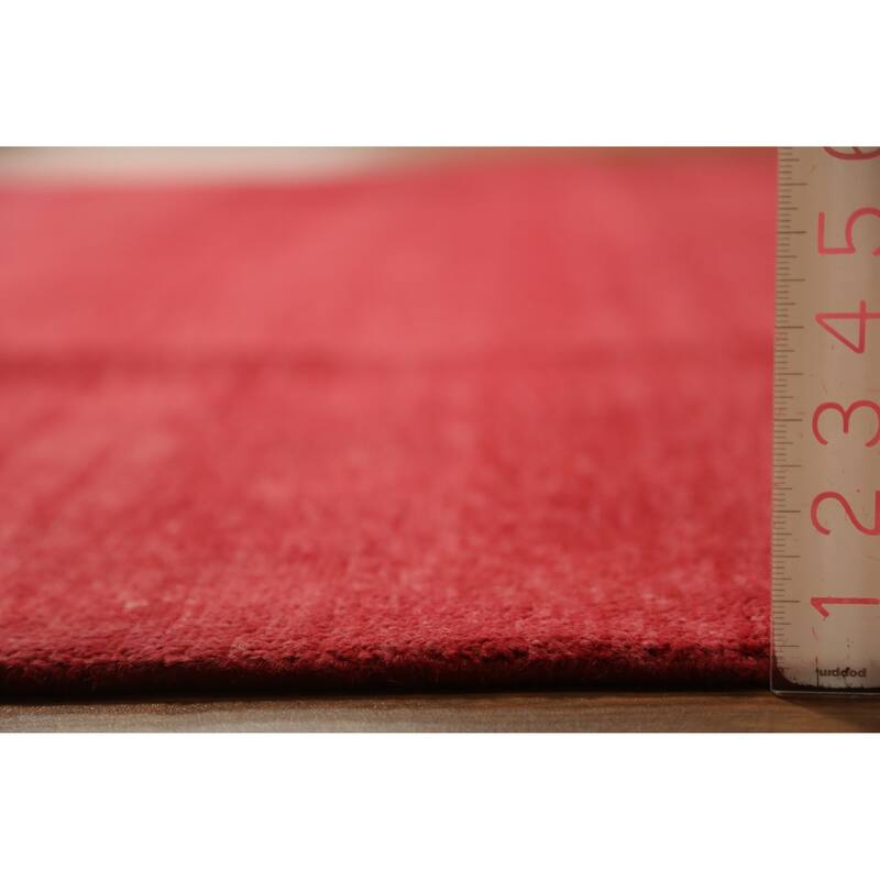 Hand Knotted Oriental 100% Wool Carpet Modern Solid Red Gabbeh Area Rug - 11' 11'' X 8' 9''