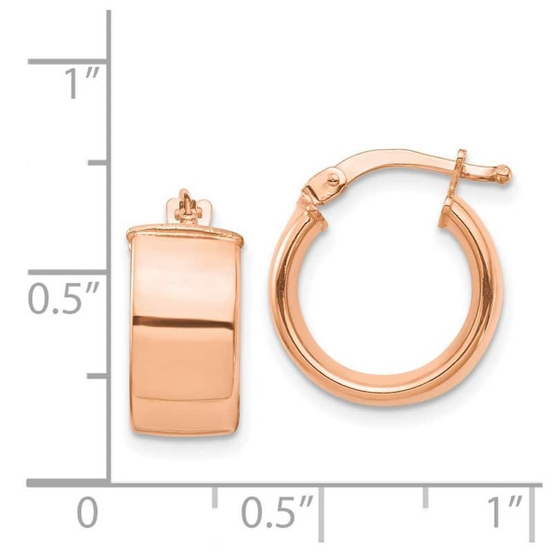 Curata 14k Rose Gold High Polished 15x7mm Hoop Earrings