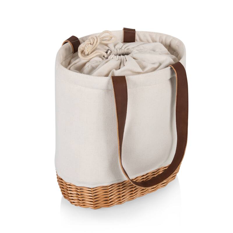 Picnic Time Pico Willow and Canvas Lunch Basket, (Natural Canvas)