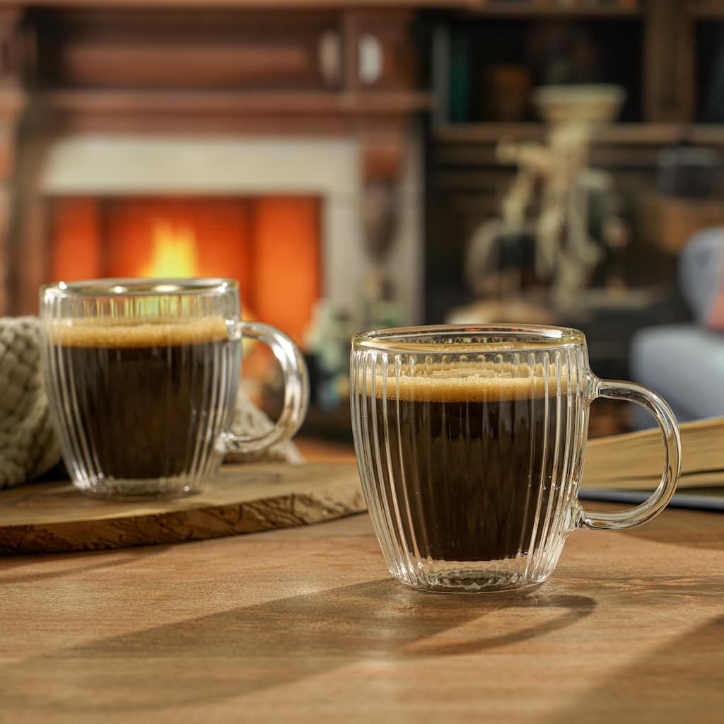 Fluted Savor Double Wall Espresso Glasses 5.4oz - Set of 2