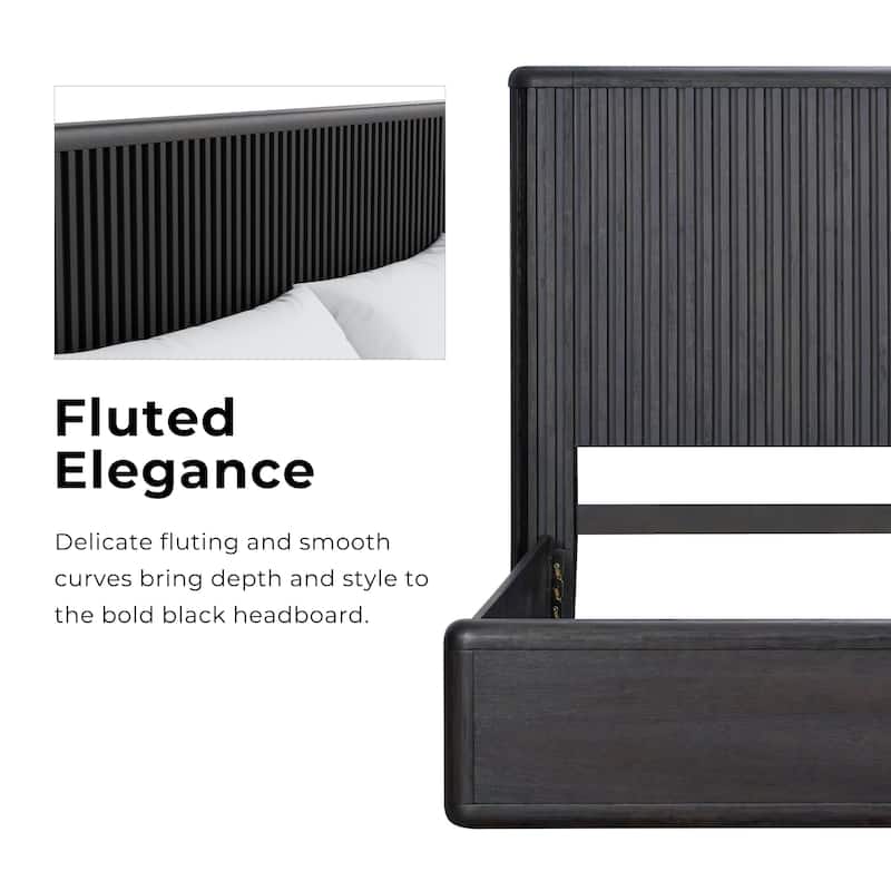 Furniture of America Caelan I Modern 3-Piece Black Solid Wood Fluted Panel Bedroom Set