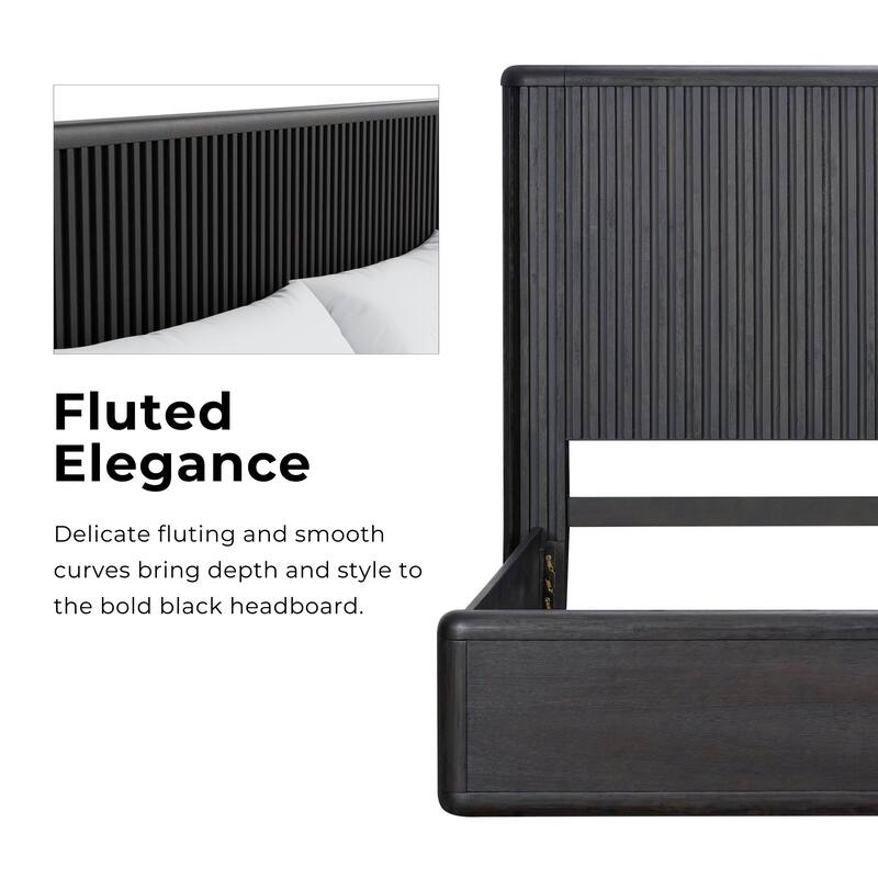Furniture of America Caelan I Modern 6-Piece Black Solid Wood Fluted Panel Bedroom Set