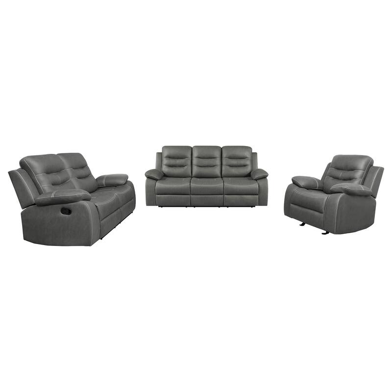 Nova Upholstered Motion Reclining Sofa Set Dark Grey