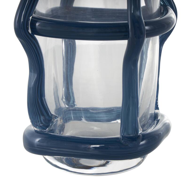 Recycled Glass Handmade Tall Decorative Vase with Glass Framing - Blue or Black - Roche River Decor