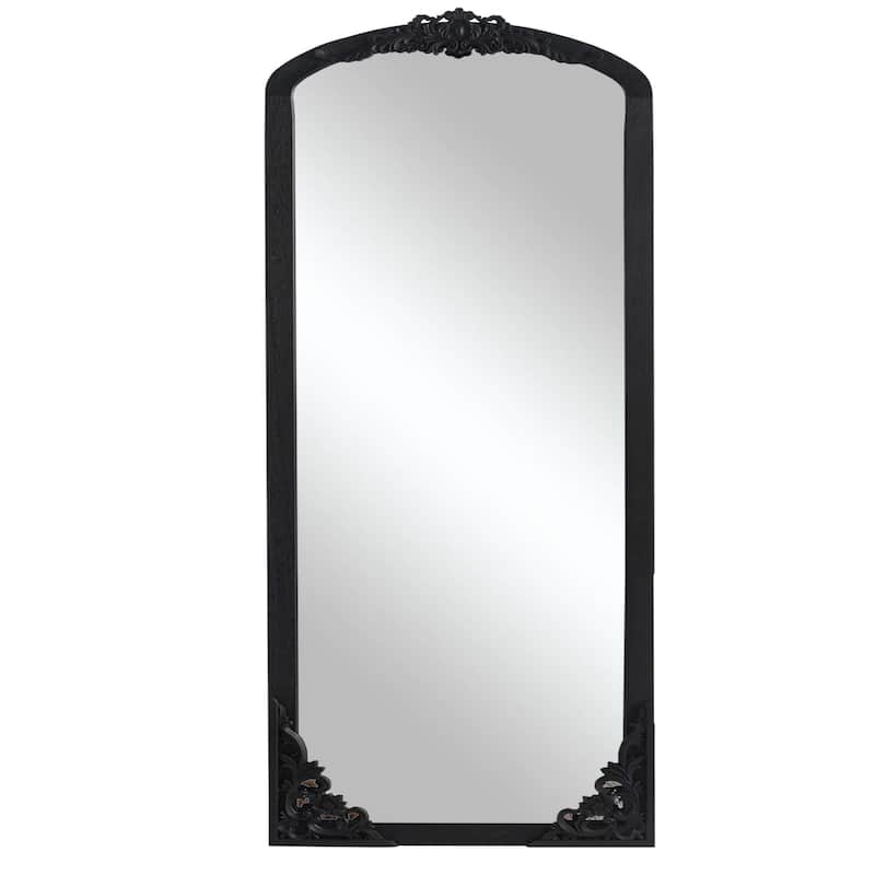 HomeRoots 69" Black Solid Wood Framed Full Length Mirror - 29.87 in. x 69.17 in. x 1.57 in.