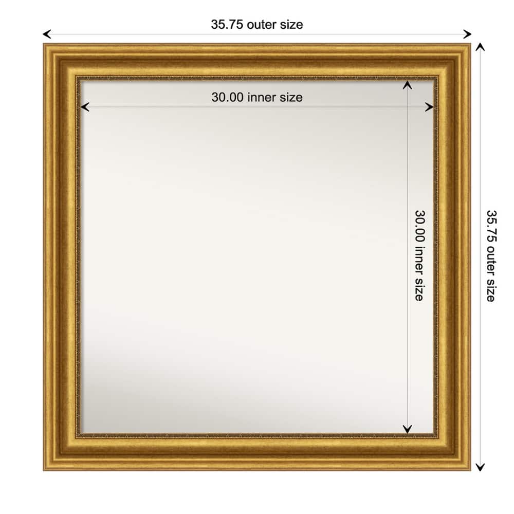 Parlor Gold Framed Non-Beveled Custom Wall Mirror, Bathroom Vanity Mirror