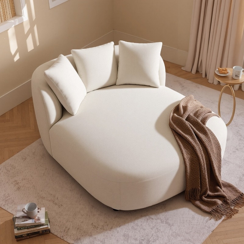 Spruce & Spring Oversized Upholstered Chaise Lounge with Throw Pillows
