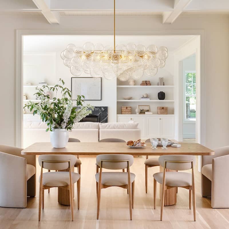 Glam 6-Light Waxing Crescent Striped Glass Cluster Bubble Chandelier - 47.2 in