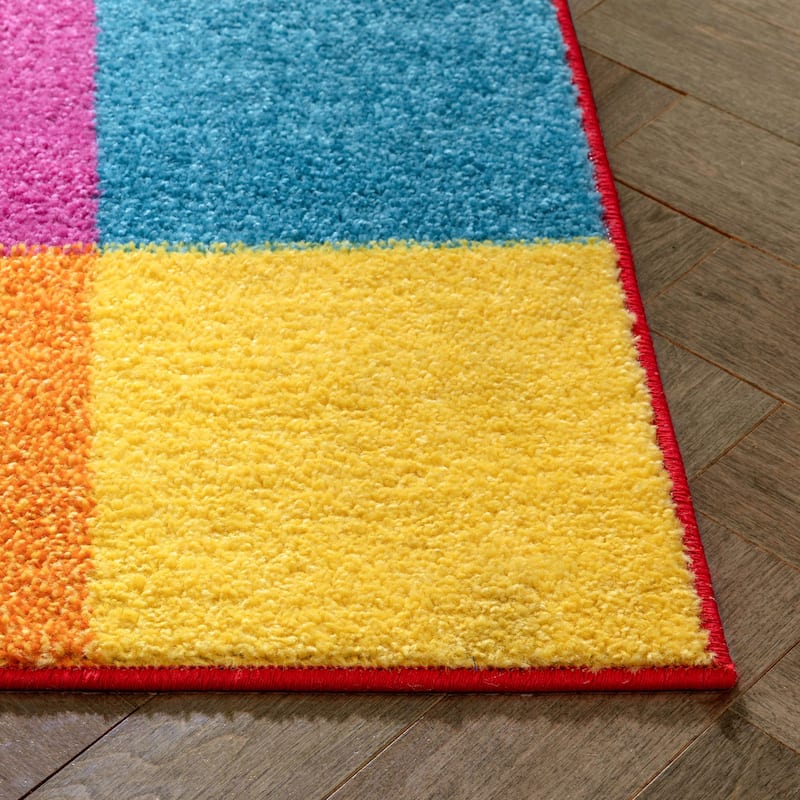 Well Woven Bright Geometric Square Multi Color Kids Area Rug - 7' 10" x 10' 6"