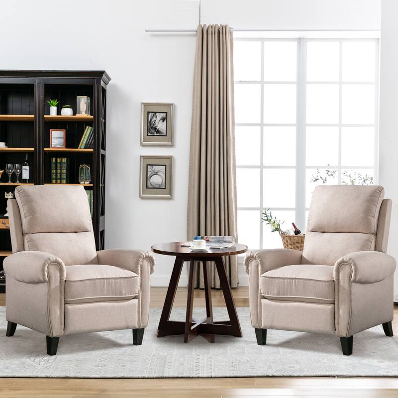 Chenille Upholstered Push Back Recliner with Solid Footrest