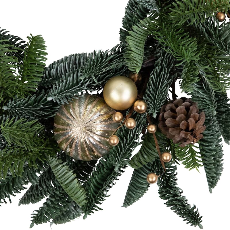 Pine with Gold Ball Ornaments and Pine Cones Artificial Christmas Wreath 22-Inch Unlit - 22"