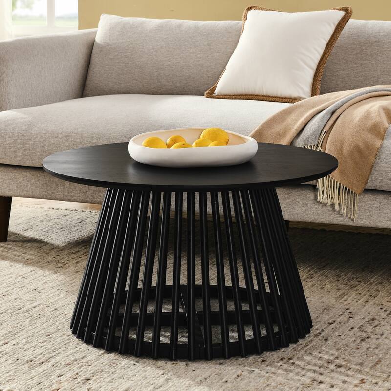 Modern minimalist coffee table, solid wood coffee table, Nordic style coffee table, simple design, suitable for both home - Black