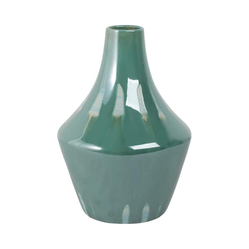 Stoneware Ceramic Decorative Vase with Glossy Drip Glaze Finish
