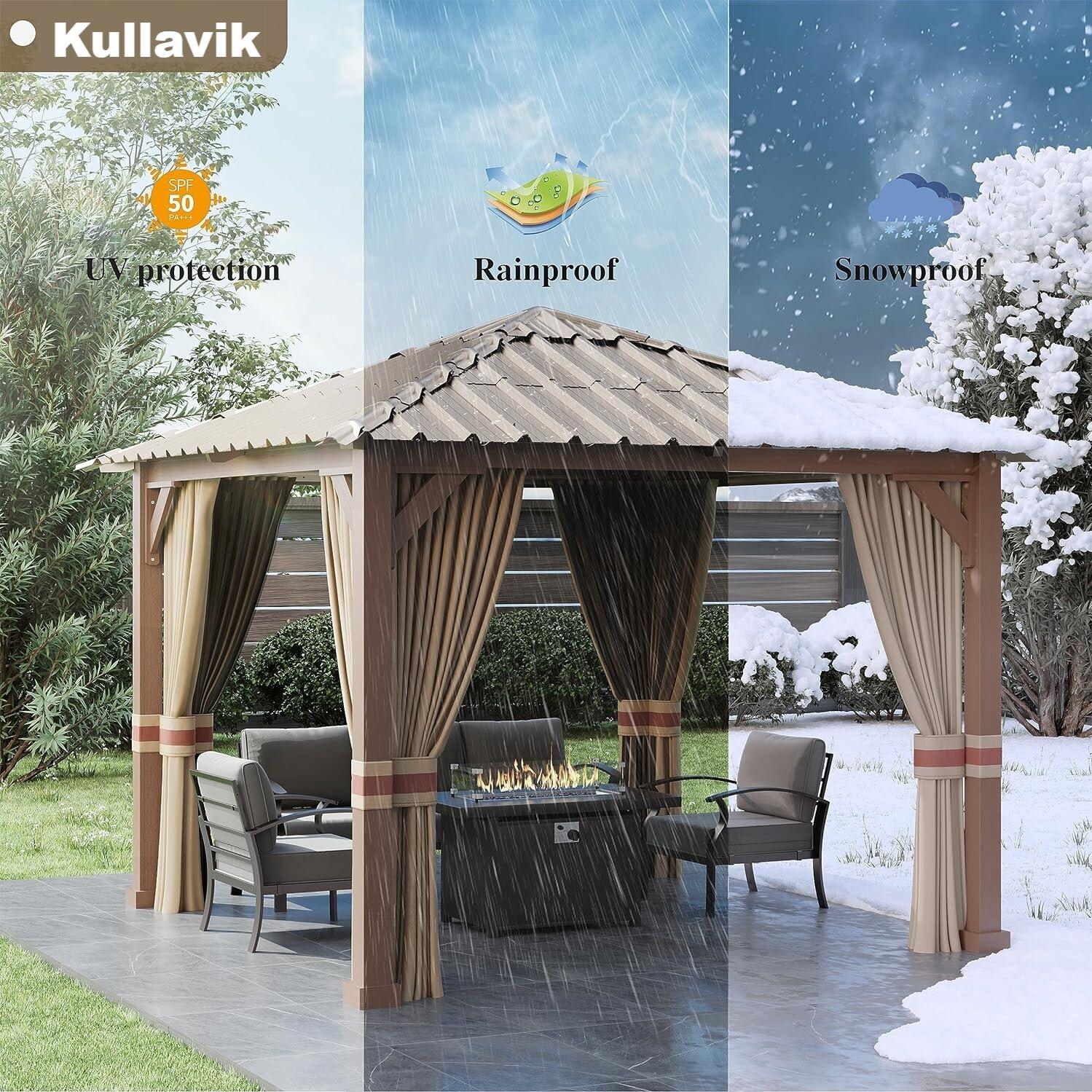 【国内発送】 Wooden Coated Heavy Gazebo, 10X10 Permanent Outdoor Hardtop スポーツトイ・アクショントイ