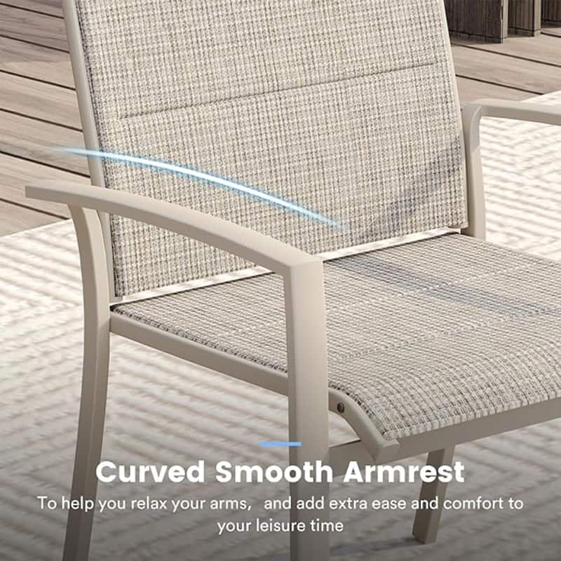 Garden Patio Chairs Set of 2, All Weather Metal Outdoor Dining Chairs , Garden, Poolsides, Black Color Frame