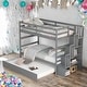 preview thumbnail 1 of 24, Twin over Twin Bunk Beds With Twin Trundle and Stairway Storage Function White