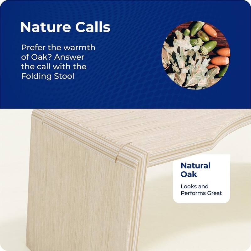 Squatty Potty Oslo Oak Folding Toilet Stool, Compact Stylish and Space-Saving Design for Better Bathroom Posture