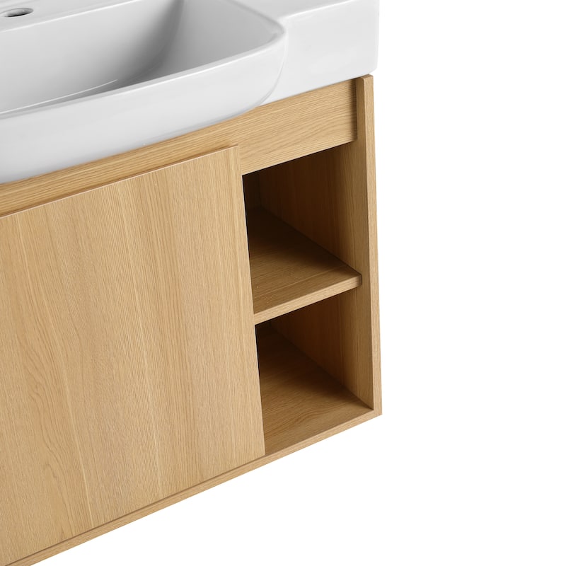 Beingnext 24"/28" Bathroom Vanity with Sink, Floating Bathroom Vanity with Soft Close Door and Shelf