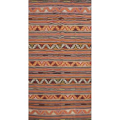 Hand Woven Oriental 100% Wool Carpet Southwestern Tribal Multi-Colored Kilim Area Rug - 9' 8'' X 4' 11''