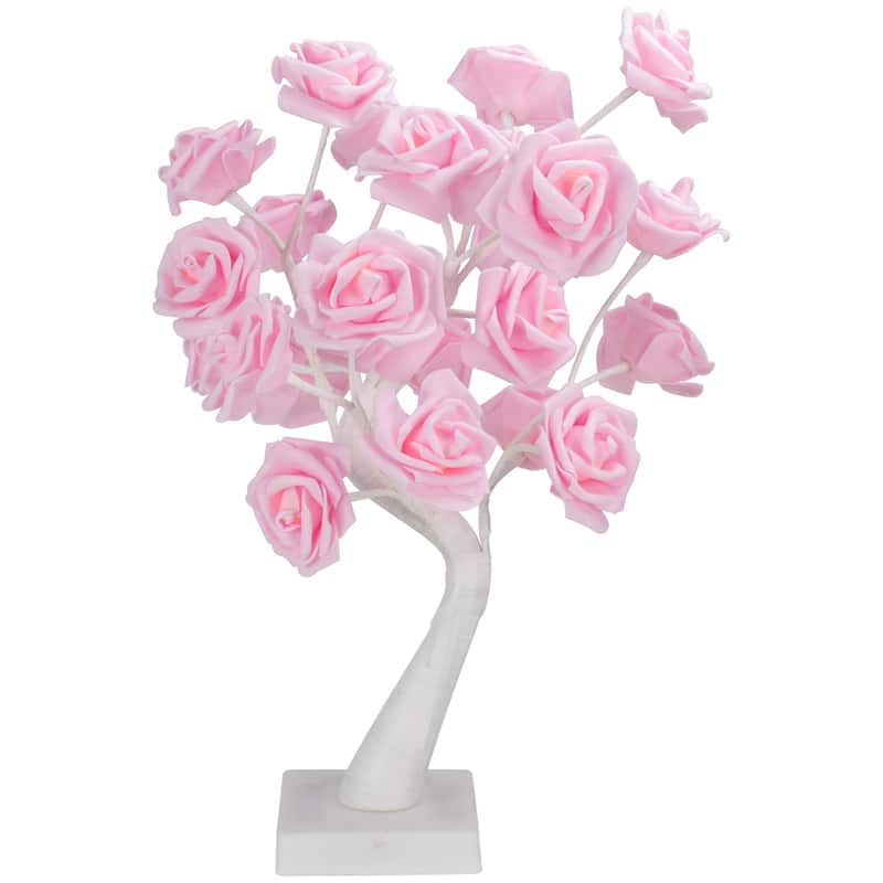 LED Lighted Rose Flower Tree Decoration - 17" - Pink and White