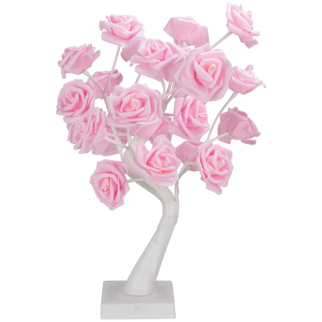 LED Lighted Rose Flower Tree Decoration - 17" - Pink and White