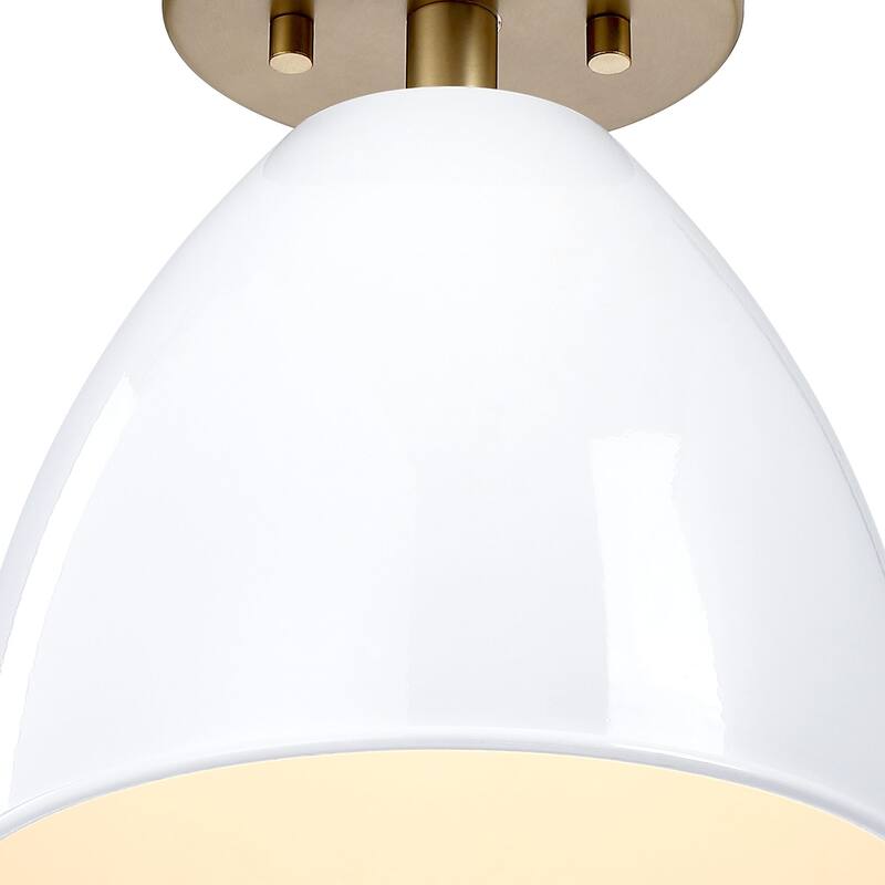 Biba 8.25 in. 1-Light Brushed Gold Modern Semi Flush Mount Light Ice Mist Metal Shades