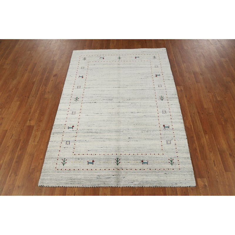 Little Animals Gabbeh Indian Rug Hand-Knotted Wool Carpet - 4'0" x 5'9"