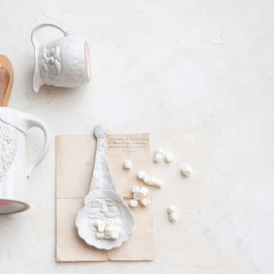 Stoneware Santa Spoon Rest with Reactive Glaze