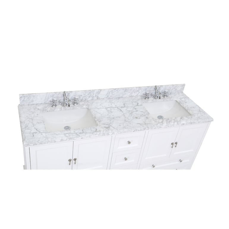 KitchenBathCollection Madison 72" Double Bathroom Vanity with Carrara Marble Top