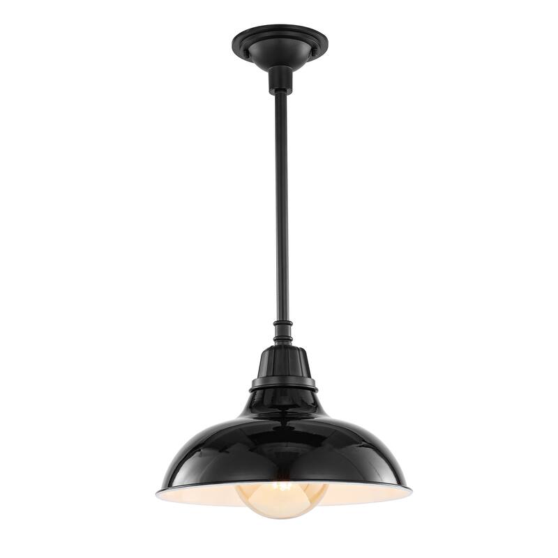 12.25" 1-Light Indoor/Outdoor Iron LED Pendant, by JONATHAN Y - 12.25