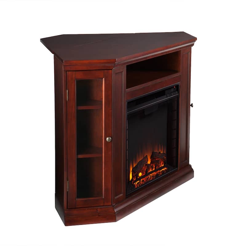SEI Furniture Tyhee Cherry Convertible Corner Media TV Stand Fireplace for TV's up to 50"