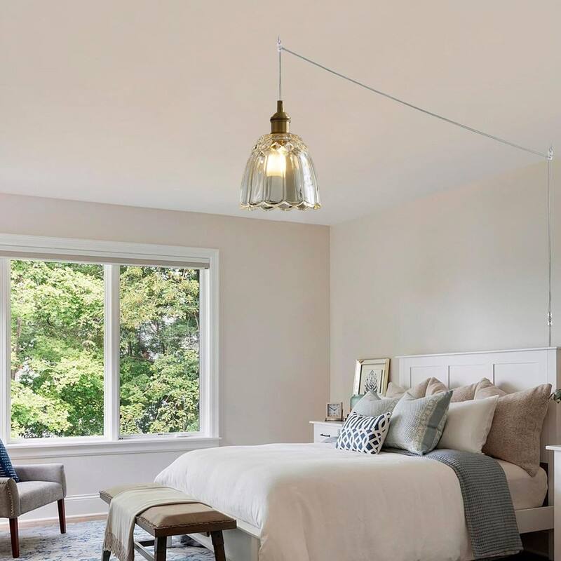 E26 kitchen pendant lights gold hanging light glass, metal plug in light