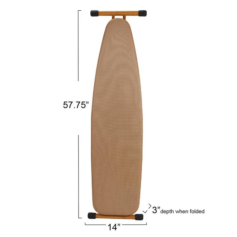 Household Essentials Bamboo 4-Leg Ironing Board with Steel Top, Fiber Pad and Heat-Resistant