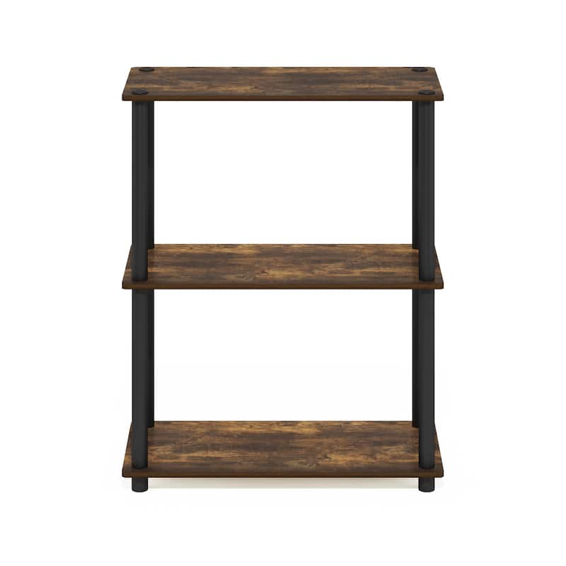 3 Tiers Wood Household Shelving Unit in Pine/Black (23.6 in. W x 29.5 in. H x 11.6 in. D) - 23.6