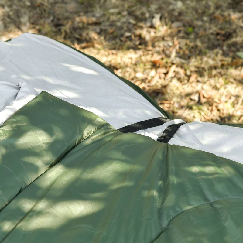 Outsunny 2-Person Collapsible Portable Camping Cot Bed Set with Sleeping Bag, Inflatable Air Mattress, & Comfort Pillows