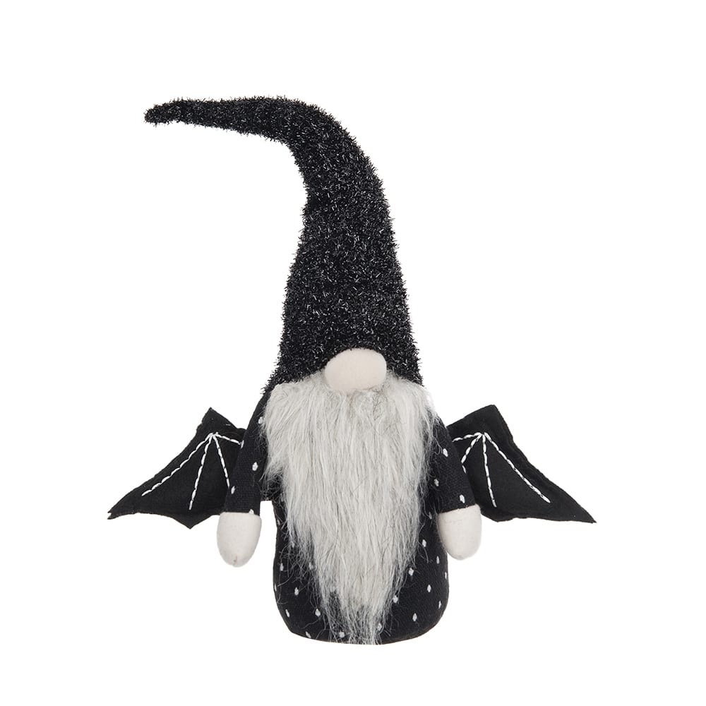 10x3x15.5" Fabric Black Gnome With Wings Decor, for Halloween Decor