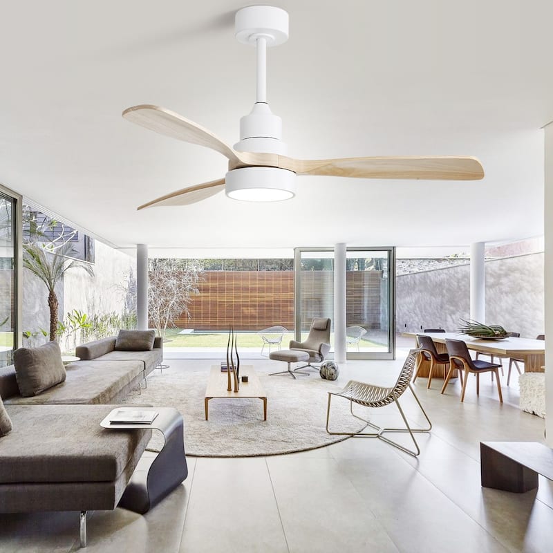 48 Inch Smart Wood Ceiling Fan with Light and Remote/App Control, Integrated LED Included