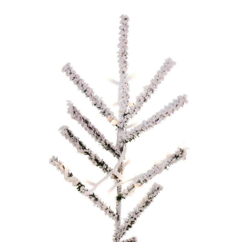Vickerman 5.5' x 38" Flocked Slim Pistol Pine Artificial Pre-lit Christmas Tree, Warm White 3mm LED Wide Angle Lights.