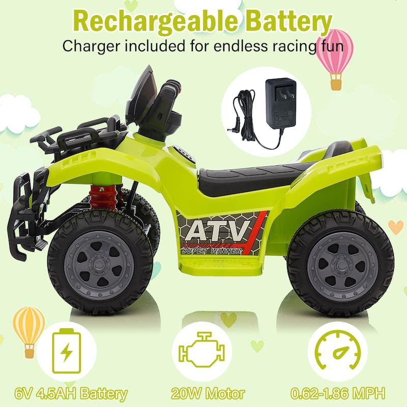 6V Ride On Car 4 Wheeler with Music for Toddlers 1-3 Years