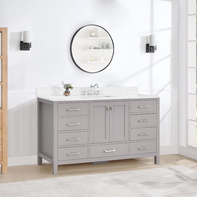 PROOX 60 in. W x 22in.D Freestanding Bath Vanity Engineered Top Single Rectangular Sink