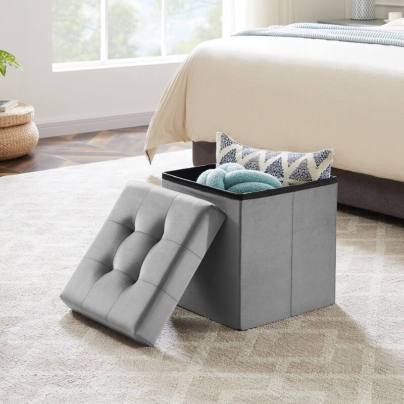 VECELO Modern Folding Tufted Square Storage Ottoman Foot Rest