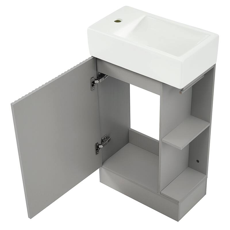 19 inch MDF Freestanding Bathroom Vanity Set with White Ceramic Top