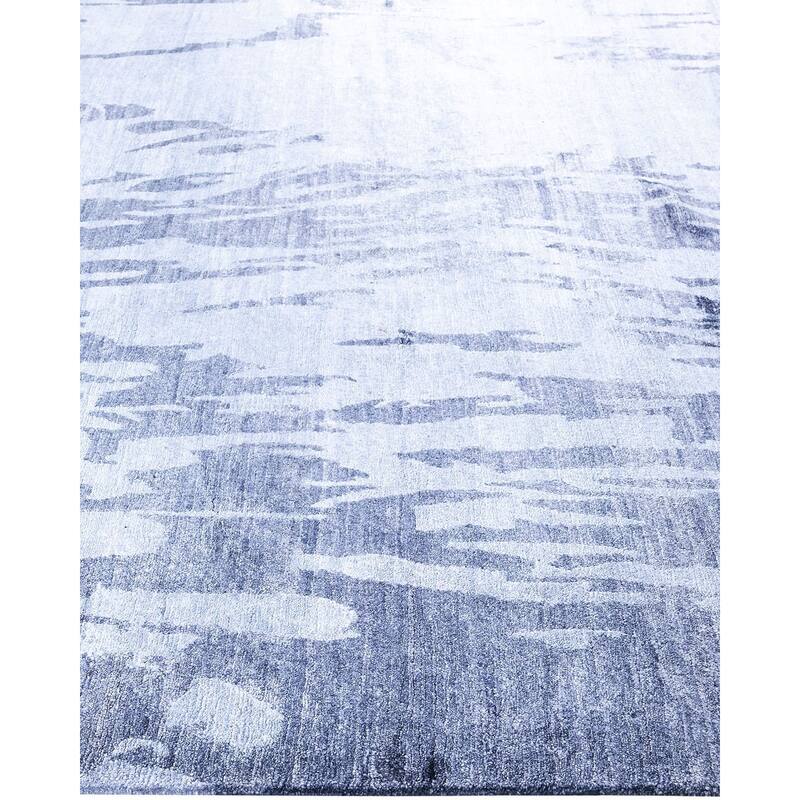 Modern One-of-a-Kind Hand-Knotted Area Rug, Blue - 9' 1" x 12' 1"