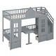 preview thumbnail 9 of 12, Twin-Over-Twin Bunk Bed with Table, Turn into Upper Bed & Down Desk