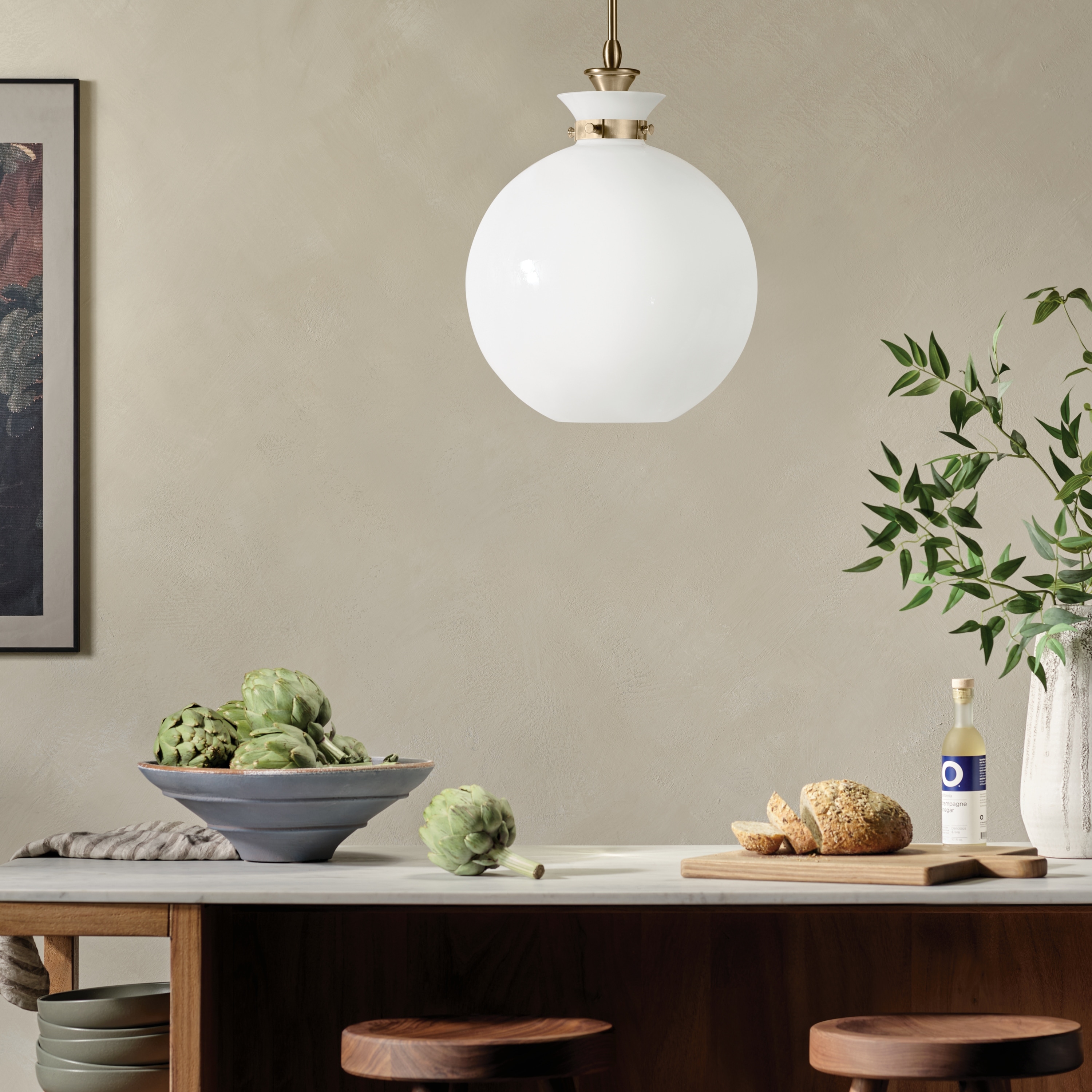 Kichler Lighting Laria 15 Inch 1 Light Pendant with Opal Glass in Champagne Bronze