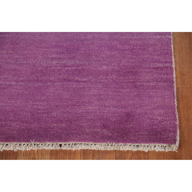 Purple Contemporary Gabbeh Oriental Foyer Rug Handmade Wool Carpet - 1'11"x 3'0"