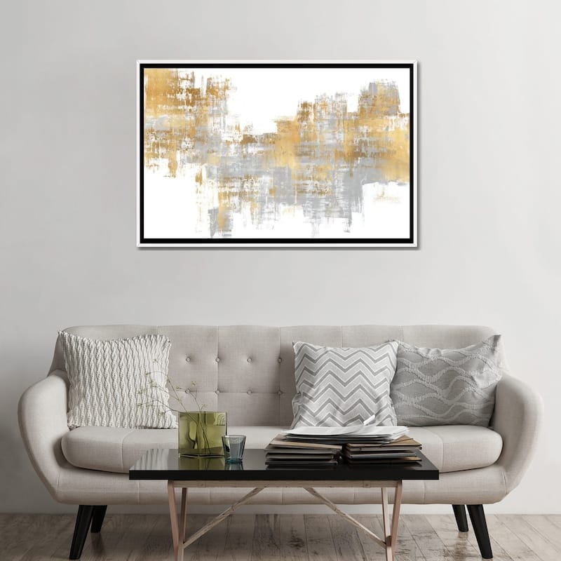 iCanvas "Dynamic Gold on Grey I" by Alex Wise Framed Canvas Print