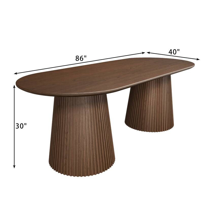 86" Double Pedestal Oval Dining Table