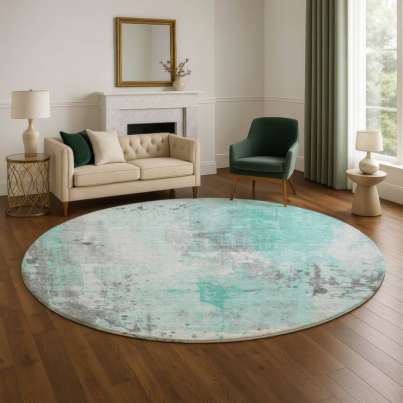 Premium Washable Super Soft Abstract Modern Mayfield Rug - 8' x 8' - Teal